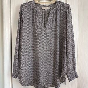 LOFT Black and White Patterned Long Sleeve Tunic